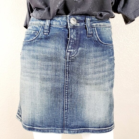 Rerock Blue Denim Jean Mini Casual Skirt SALE - Picture 3 of 9